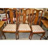 SET OF THREE UPHOLSTERED DINING CHAIRS, EACH WIDTH APPROX 47CM