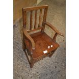 SMALL STAINED WOOD CHILD'S CHAIR, APPROX 36CM MAX