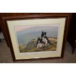 SIGNED STEPHEN TOWNSEND DOG PRINT, FRAME WIDTH APPROX 79CM