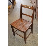 RUSTIC OAK ARMCHAIR, WIDTH APPROX 56CM TOGETHER WITH ONE OTHER
