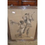 FRAMED PRINT OF TWO BOYS, WIDTH APPROX 62CM