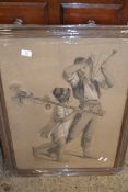 FRAMED PRINT OF TWO BOYS, WIDTH APPROX 62CM