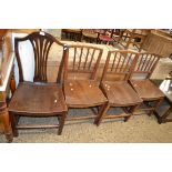 SET OF THREE OAK DINING CHAIRS TOGETHER WITH ONE OTHER