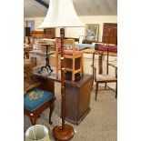 MAHOGANY LAMP STANDARD AND SHADE, TOTAL HEIGHT APPROX 196CM