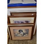 PRINTS OF DOGS BY NIGEL HEMMING, OTHER PRINTS BY JOHN TRICKETT, SOME SIGNED BY THE ARTIST TO MOUNT