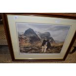 LARGE FRAMED STEPHEN TOWNSEND DOG PRINT, FRAME WIDTH APPROX 79CM