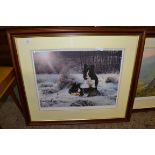 LARGE STEPHEN TOWNSEND LIMITED EDITION DOG PRINT, FRAME WIDTH APPROX 82CM