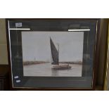 FRAMED WATERCOLOUR, SIGNED D B BALDRY "LIGHT FOR YARMOUTH" TO MOUNT