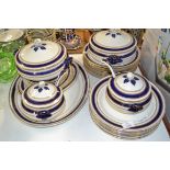 DINNER SERVICE BY BISTO INCLUDING TWO SMALL SAUCE TUREENS, TWO FURTHER TUREENS, DINNER PLATES,