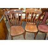 PAIR OF STICK BACK OAK DINING CHAIRS, APPROX 46CM WIDE