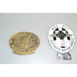 METAL BADGE FOR GOODWOOD MOTOR CIRCUIT AND WOBURN RALLY MILLENNIUM