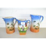 THREE ART DECO JUGS BY RUBION ART POTTERY