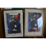 PAIR OF FRAMED OPERATIC INTEREST PRINTS, EACH FRAME WIDTH APPROX 40CM