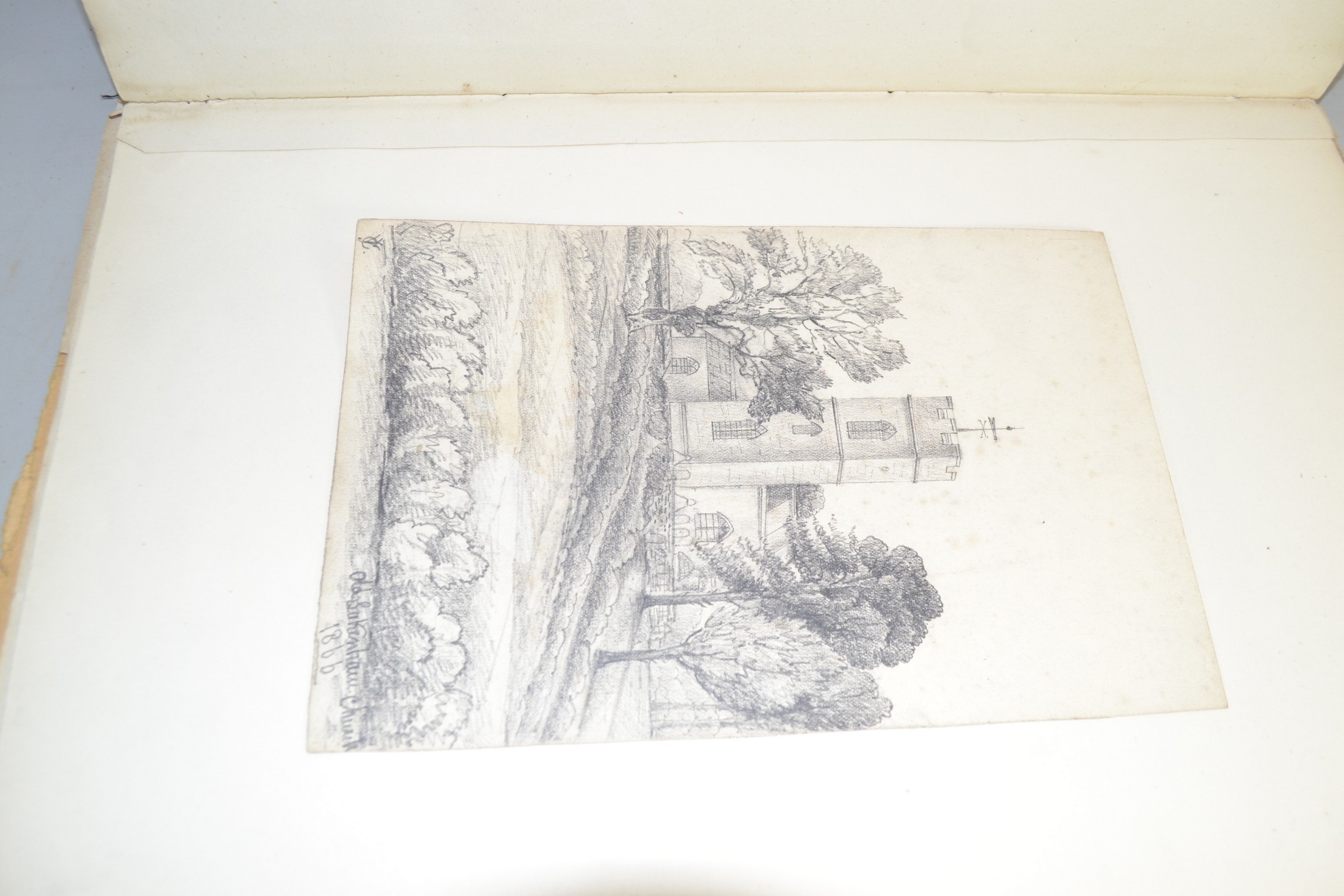 SKETCHBOOK CONTAINING PENCIL DRAWINGS OF NORFOLK VIEWS, BEESTON PARK, TOFTWOOD, ETC, MANY INITIALLED - Image 7 of 8