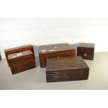 FIVE WOODEN BOXES INCLUDING A TEA CADDY