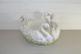 LARGE CERAMIC BOWL MODELLED AS SWANS