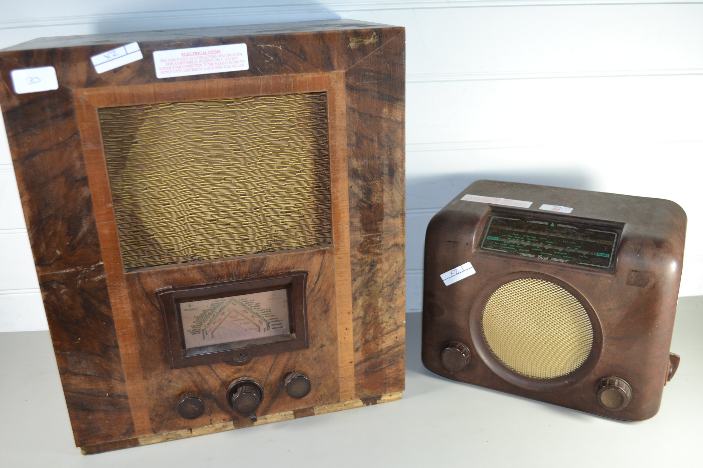 TWO VINTAGE RADIOS IN WOODEN CASES