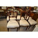 SET OF SIX 19TH CENTURY BAR BACK UPHOLSTERED DINING CHAIRS, EACH WIDTH APPROX 46CM