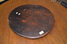 WOODEN CIRCULAR TABLE STAND, APPROX 50CM DIAM