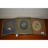 SET OF THREE FRAMED FLORAL ILLUSTRATIONS