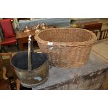 WICKER BASKET AND COAL SCUTTLE