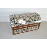 JEWELLERY BOX MODELLED AS A CASKET WITH INLAY