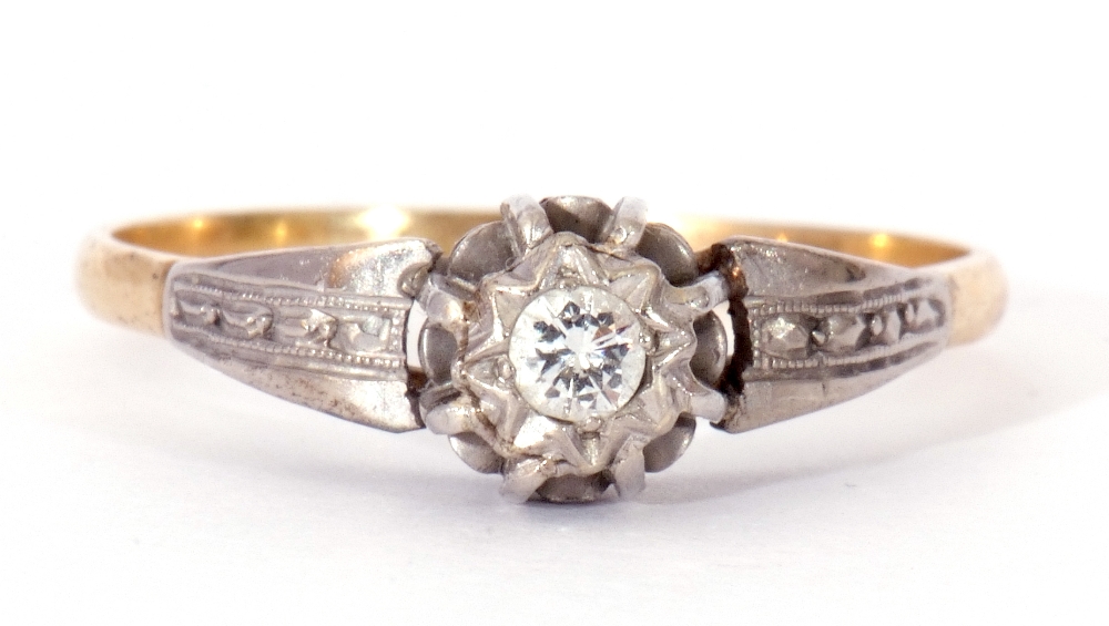 Antique single stone diamond ring, the round brilliant cut diamond 0.15ct approx, four claw set in a - Image 8 of 8