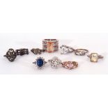 Mixed Lot: nine white metal dress rings and one other, g/w 51.4gms