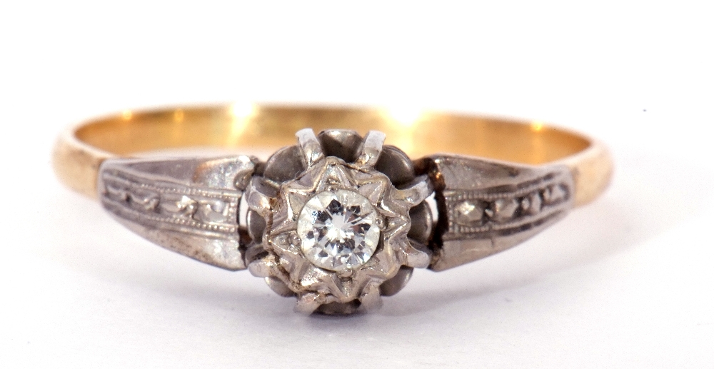 Antique single stone diamond ring, the round brilliant cut diamond 0.15ct approx, four claw set in a - Image 7 of 8