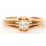 18ct gold single stone diamond ring featuring a round brilliant cut diamond, 0.40ct approx, raised