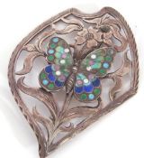 Early 20th century silver and enamelled open work large brooch, 7.5 x 5cm, the centre with a multi-