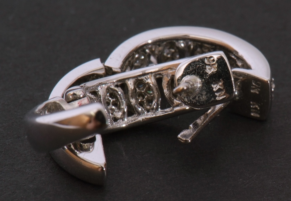 Pair of modern precious metal small diamond set hoop earrings, hinged with post fittings, stamped - Image 7 of 8