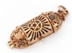 9ct gold religious charm/pendant circa 1960, with a Stanhope lens, the hinged pierced door