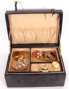 Box of jewellery to include 18ct rolled gold bracelet, 9ct ring (a/f), five other rings, chains,