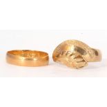 Mixed Lot: 22ct gold wedding ring of plain polished design, Birmingham 1897, 2.0gms, together with a