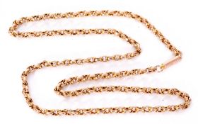 9ct stamped fancy link chain with a barrel clasp, 23 cm when fastened, 10.3gms