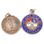 Mixed Lot: enamel coin pendant, "Zuid Afrik Repub 1896" 2 shillings, together with the Artisan