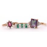 Mixed Lot: 9ct gold pink stone and small diamond cluster ring, a 9ct gold mystic coated topaz and