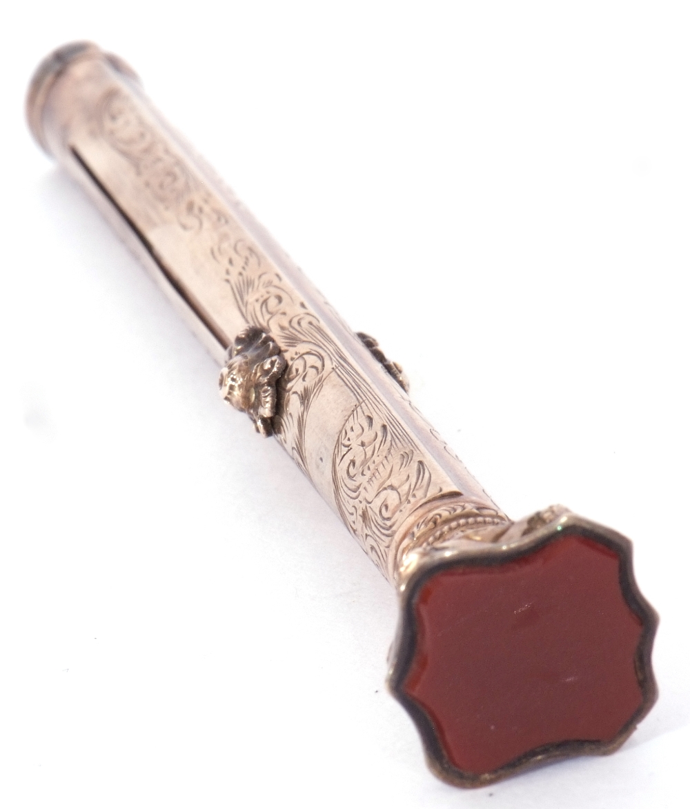Antique Victorian gold filled mechanical slide pen, floral engraved, barrel with an inlaid - Image 2 of 8