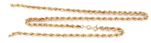 9ct gold rope twist chain, (broken), 5gms