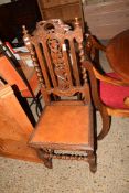 CARVED HALL CHAIR, HEIGHT APPROX 108CM