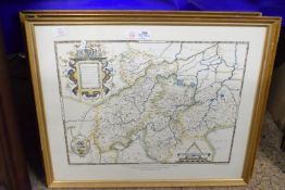 THREE PRINTS OF MAPS INCLUDING SAXTON'S MAP OF NORTHAMPTONSHIRE ETC