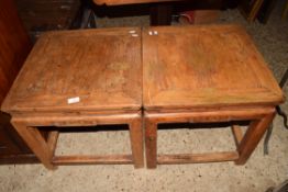 PAIR OF RUSTIC STYLE BEDSIDE TABLES, EACH APPROX 49CM SQ