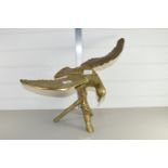 LARGE BRASS MODEL OF AN EAGLE ON TREE STUMP