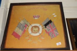 FRAMED NEEDLEWORK "MALTA SOUVENIR", FRAME WIDTH APPROX 55CM