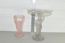 ART GLASS VASE TOGETHER WITH A TAZZA
