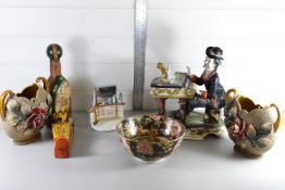 BOX CONTAINING CERAMICS, ORIENTAL PORCELAIN BOWL, PAIR OF VASES ETC