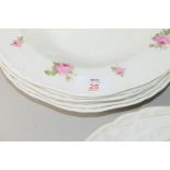 MIXTURE OF CERAMICS, DINNER PLATES, SERVING DISHES WITH ROSE DESIGN