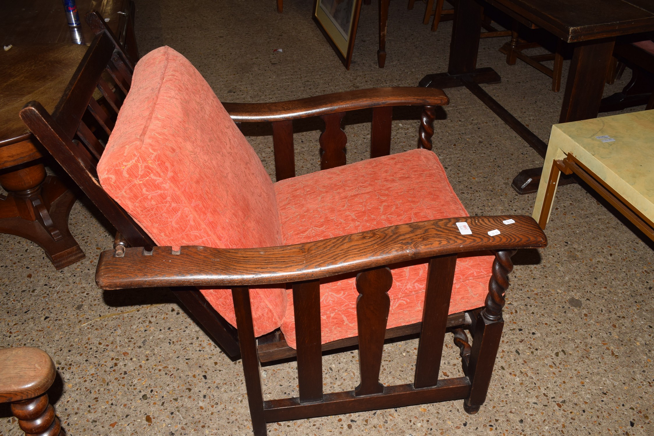 EARLY TO MID 20TH CENTURY OAK RECLINING EASY CHAIR, WIDTH APPROX 72CM - Image 2 of 2