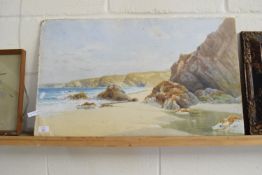 WATERCOLOUR OF A BEACH SCENE, UNFRAMED, SIGNED LOWER LEFT, V E CROXFORD 1917